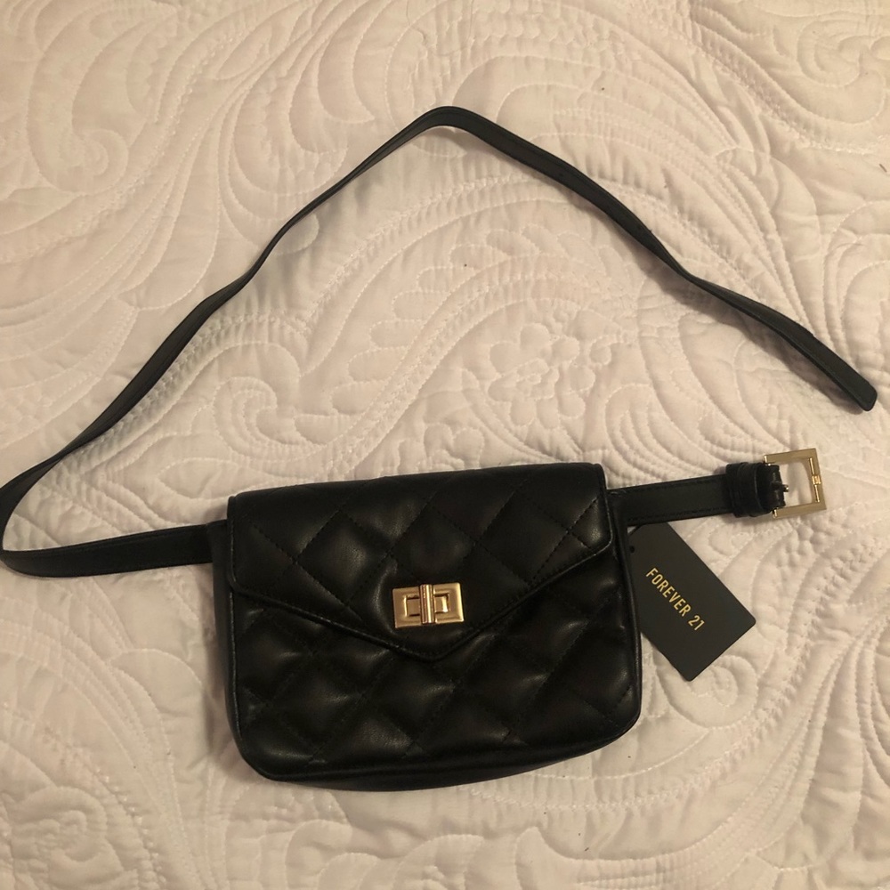 Black leather fanny pack never worn